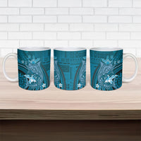 Samoa Tatau Marlin Ceramic Mug With Siapo Motifs Teal