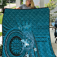 Samoa Tatau Marlin Quilt With Siapo Motifs Teal