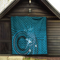 Samoa Tatau Marlin Quilt With Siapo Motifs Teal