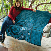 Samoa Tatau Marlin Quilt With Siapo Motifs Teal