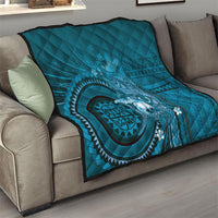 Samoa Tatau Marlin Quilt With Siapo Motifs Teal