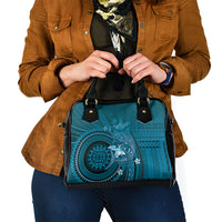 Samoa Tatau Marlin Shoulder Handbag With Siapo Motifs Teal LT05 - Polynesian Pride