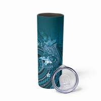 Samoa Tatau Marlin Skinny Tumbler With Siapo Motifs Teal LT05 - Polynesian Pride