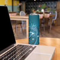 Samoa Tatau Marlin Skinny Tumbler With Siapo Motifs Teal LT05 - Polynesian Pride