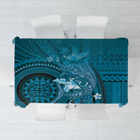 Samoa Tatau Marlin Tablecloth With Siapo Motifs Teal LT05 Teal - Polynesian Pride