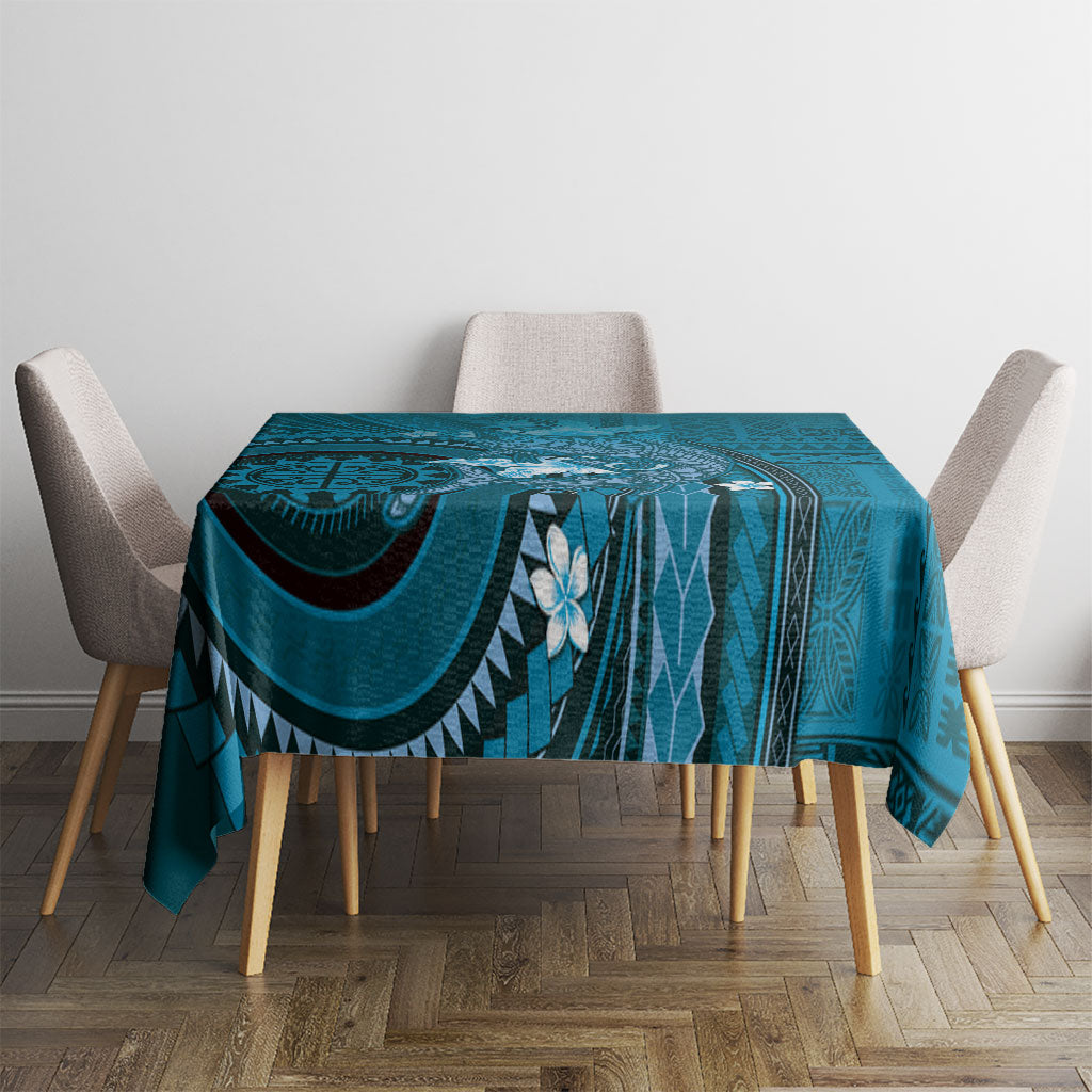 Samoa Tatau Marlin Tablecloth With Siapo Motifs Teal LT05 - Polynesian Pride