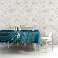 Samoa Tatau Marlin Tablecloth With Siapo Motifs Teal LT05 - Polynesian Pride