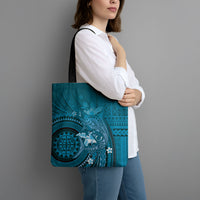 Samoa Tatau Marlin Tote Bag With Siapo Motifs Teal LT05 - Polynesian Pride
