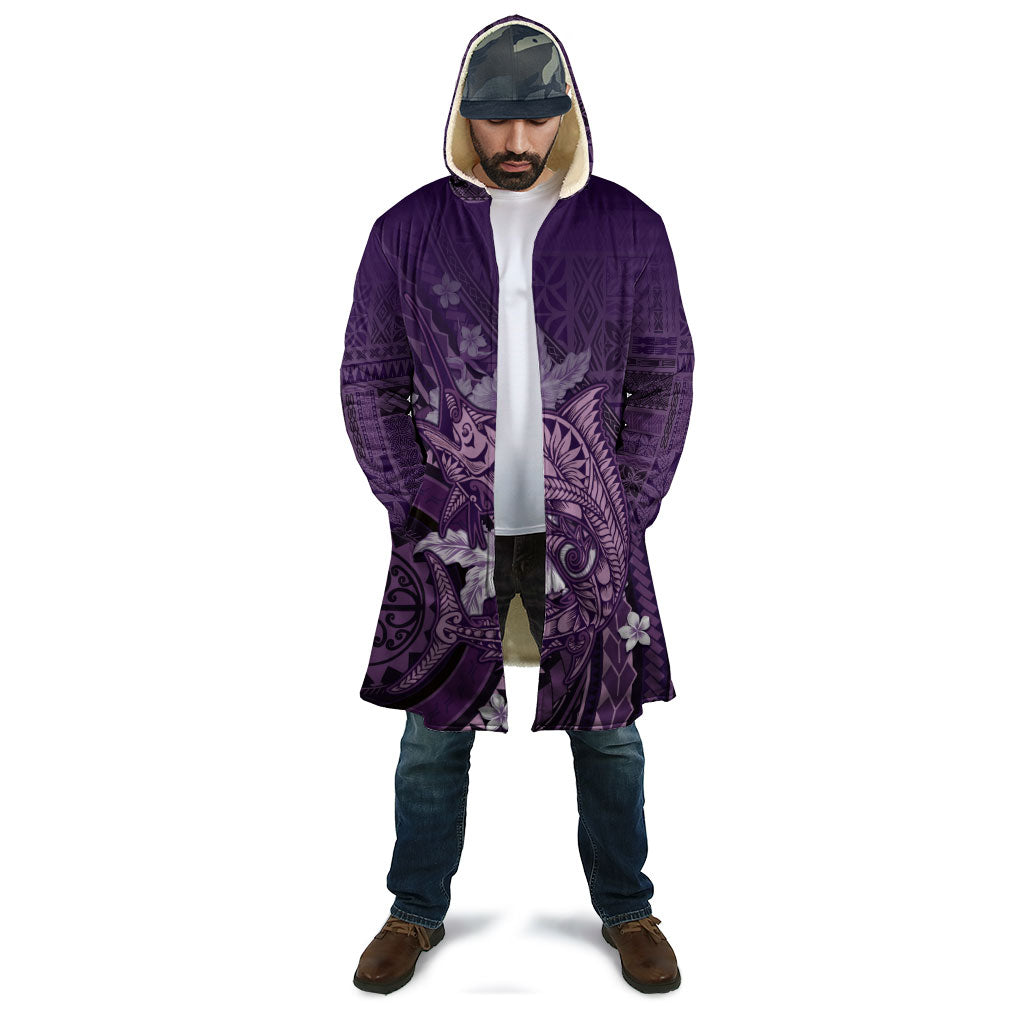 Samoa Tatau Marlin Cloak With Siapo Motifs Violet