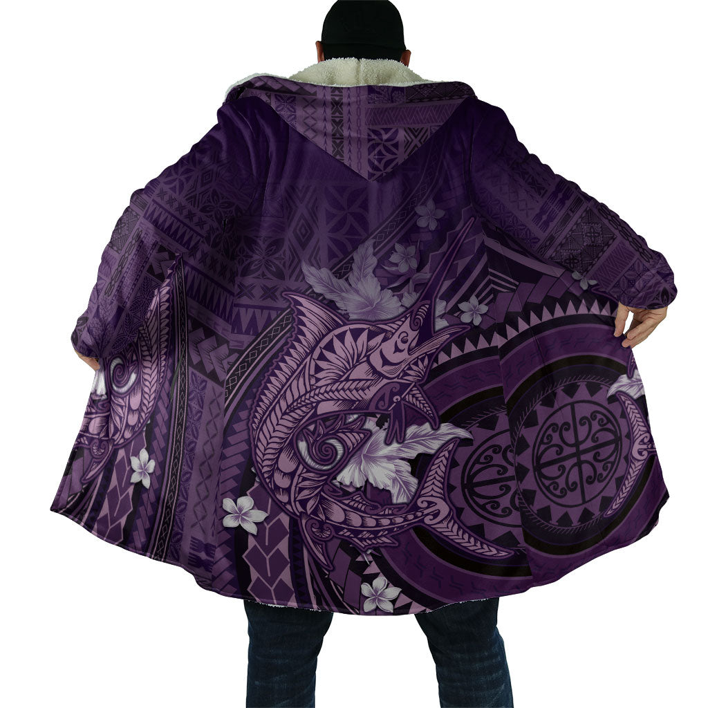 Samoa Tatau Marlin Cloak With Siapo Motifs Violet