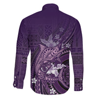 Samoa Tatau Marlin Family Matching Mermaid Dress and Hawaiian Shirt With Siapo Motifs Violet LT05 - Polynesian Pride