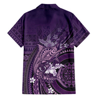 Samoa Tatau Marlin Family Matching Tank Maxi Dress and Hawaiian Shirt With Siapo Motifs Violet LT05 - Polynesian Pride