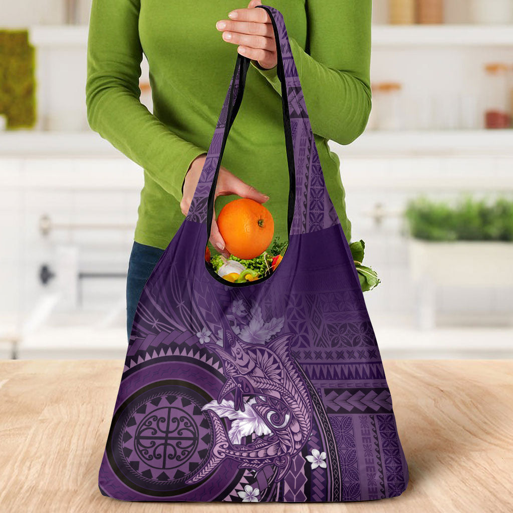 Samoa Tatau Marlin Grocery Bag With Siapo Motifs Violet LT05 - Polynesian Pride