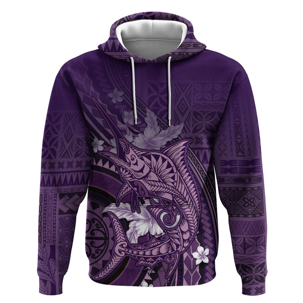 Samoa Tatau Marlin Hoodie With Siapo Motifs Violet