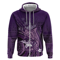 Samoa Tatau Marlin Hoodie With Siapo Motifs Violet LT05 Zip Hoodie Violet - Polynesian Pride