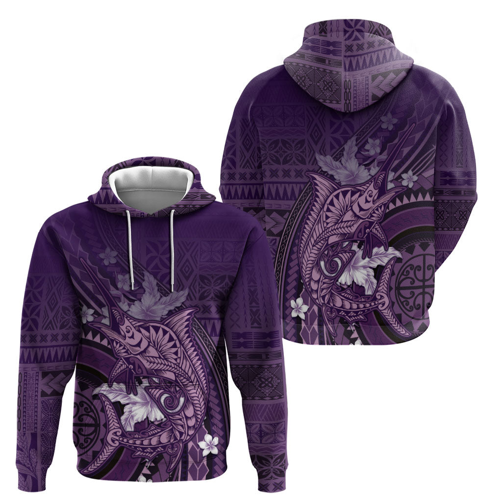 Samoa Tatau Marlin Hoodie With Siapo Motifs Violet LT05 - Polynesian Pride