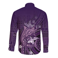 Samoa Tatau Marlin Long Sleeve Button Shirt With Siapo Motifs Violet