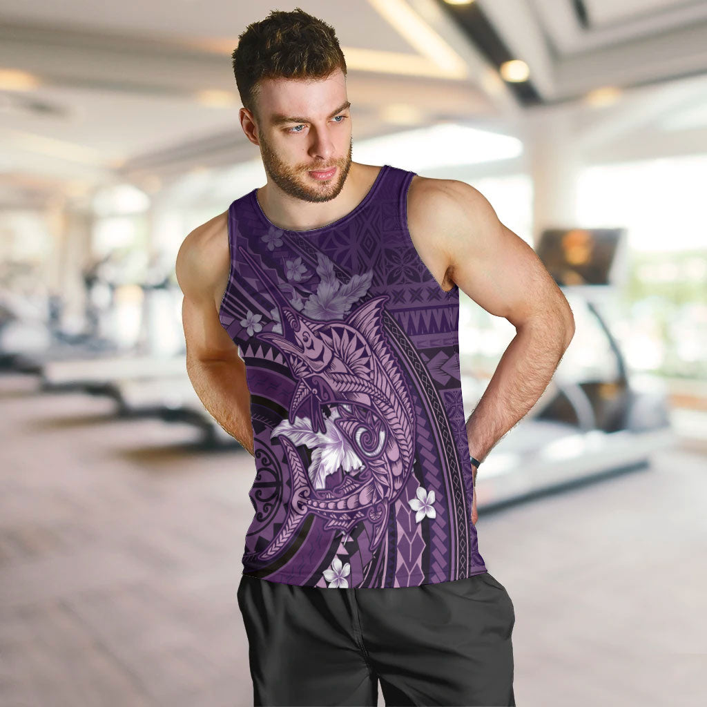 Samoa Tatau Marlin Men Tank Top With Siapo Motifs Violet