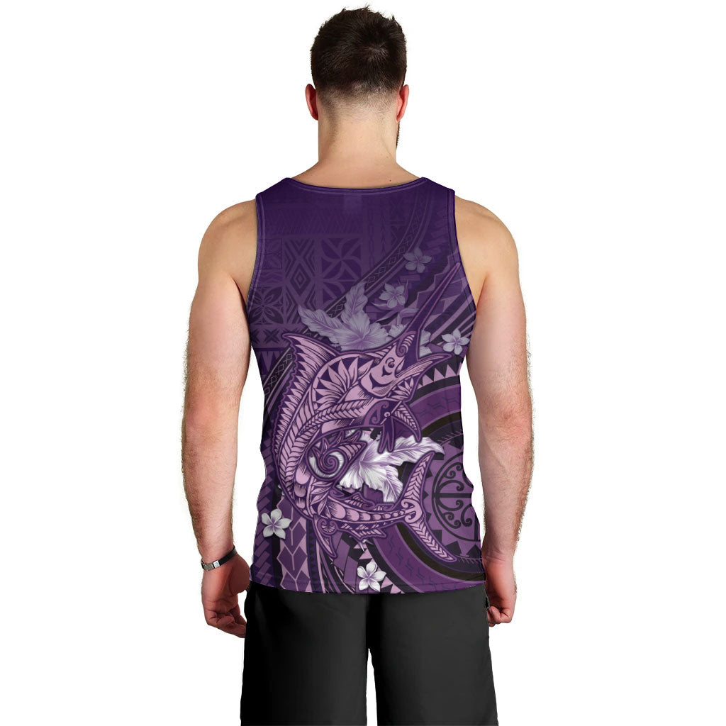 Samoa Tatau Marlin Men Tank Top With Siapo Motifs Violet