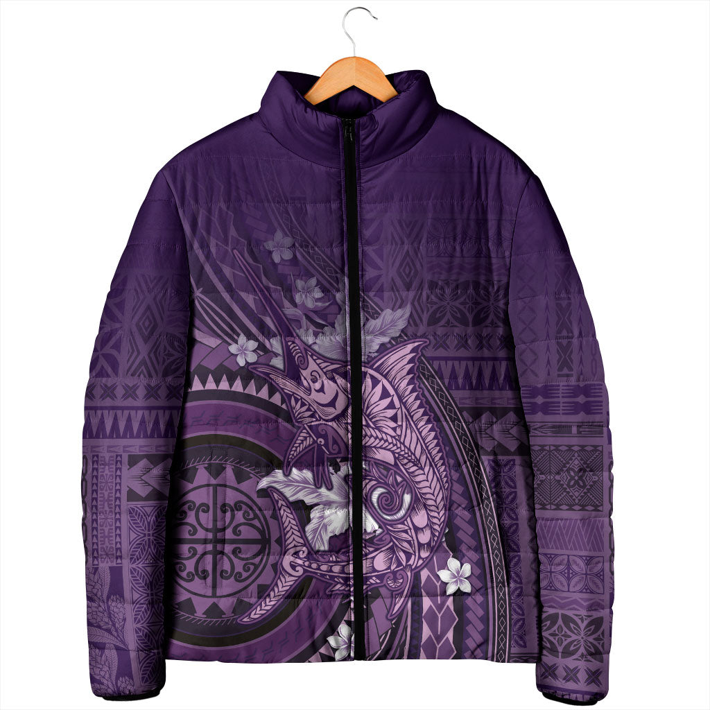 Samoa Tatau Marlin Padded Jacket With Siapo Motifs Violet LT05 - Polynesian Pride