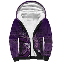 Samoa Tatau Marlin Sherpa Hoodie With Siapo Motifs Violet