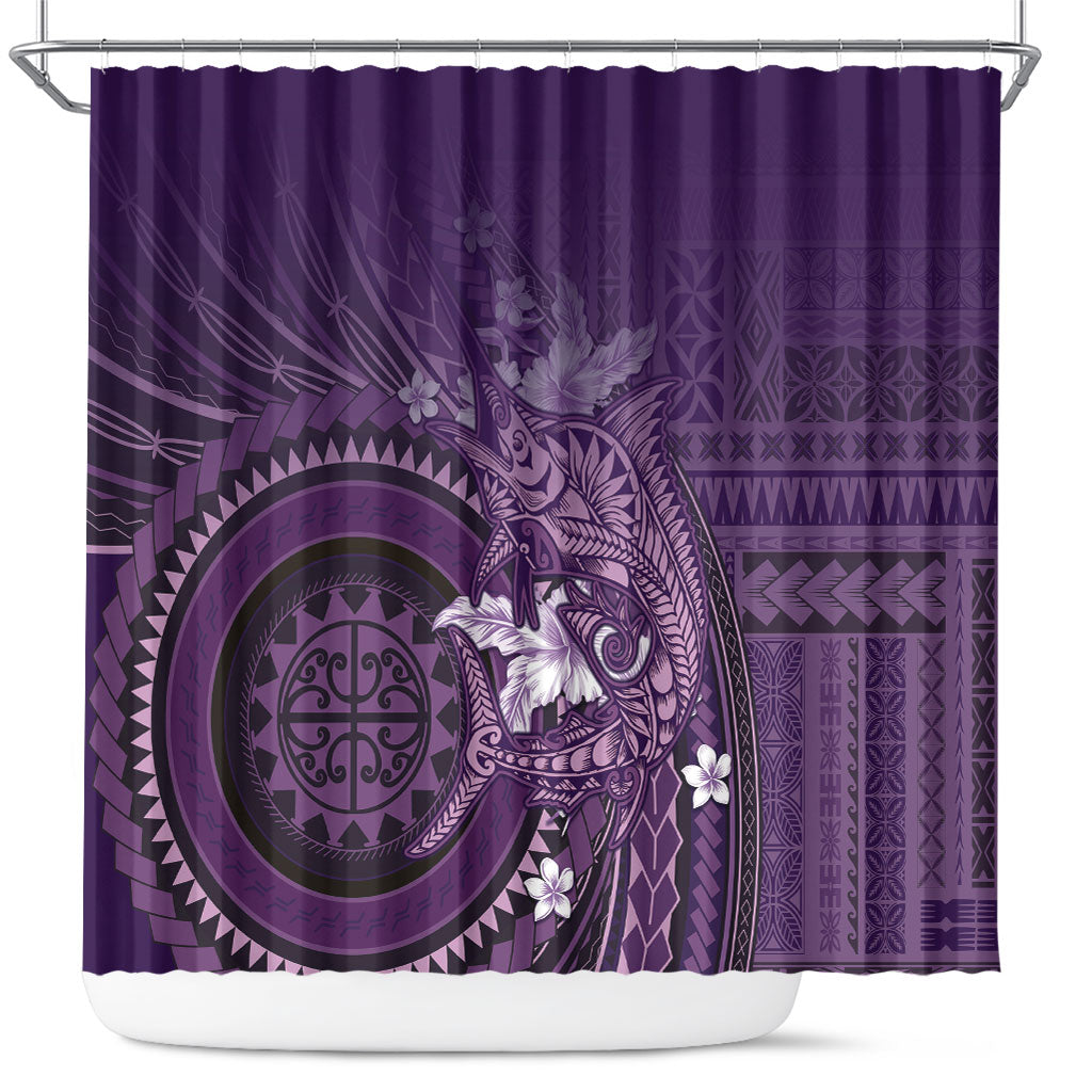 Samoa Tatau Marlin Shower Curtain With Siapo Motifs Violet