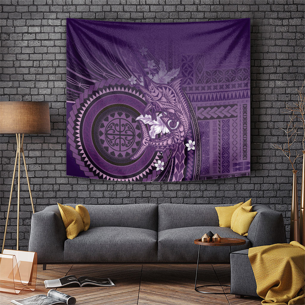Samoa Tatau Marlin Tapestry With Siapo Motifs Violet LT05 Violet - Polynesian Pride