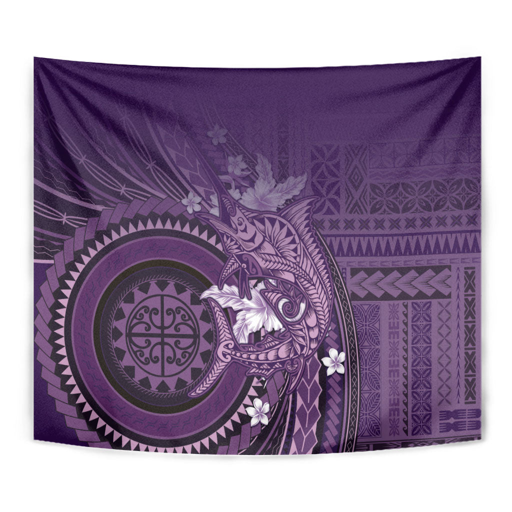 Samoa Tatau Marlin Tapestry With Siapo Motifs Violet LT05 - Polynesian Pride