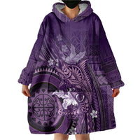 Samoa Tatau Marlin Wearable Blanket Hoodie With Siapo Motifs Violet