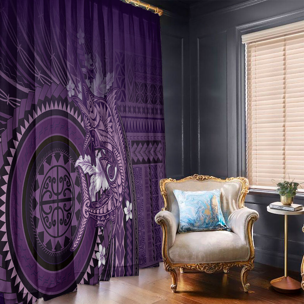 Samoa Tatau Marlin Window Curtain With Siapo Motifs Violet LT05 - Polynesian Pride