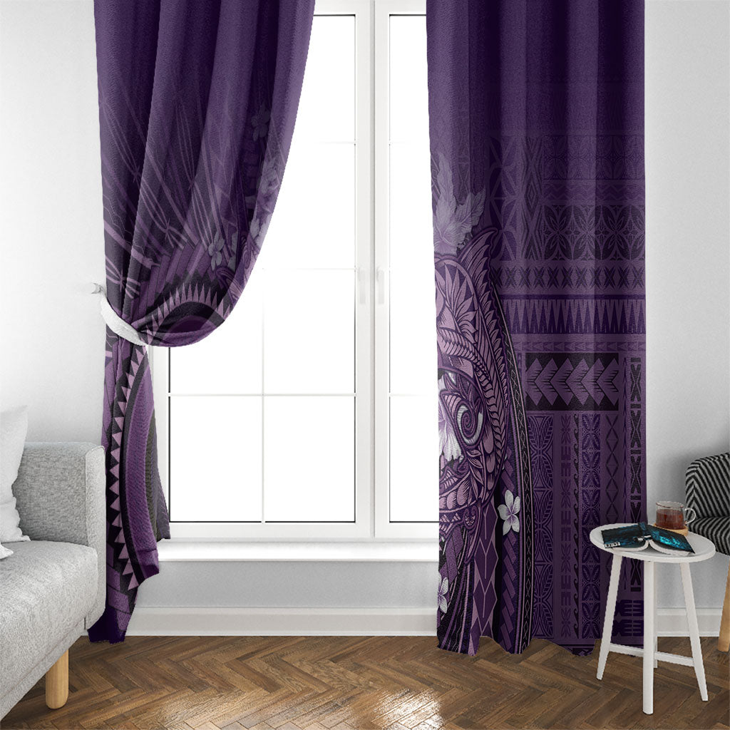 Samoa Tatau Marlin Window Curtain With Siapo Motifs Violet LT05 - Polynesian Pride