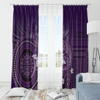 Samoa Tatau Marlin Window Curtain With Siapo Motifs Violet LT05 - Polynesian Pride