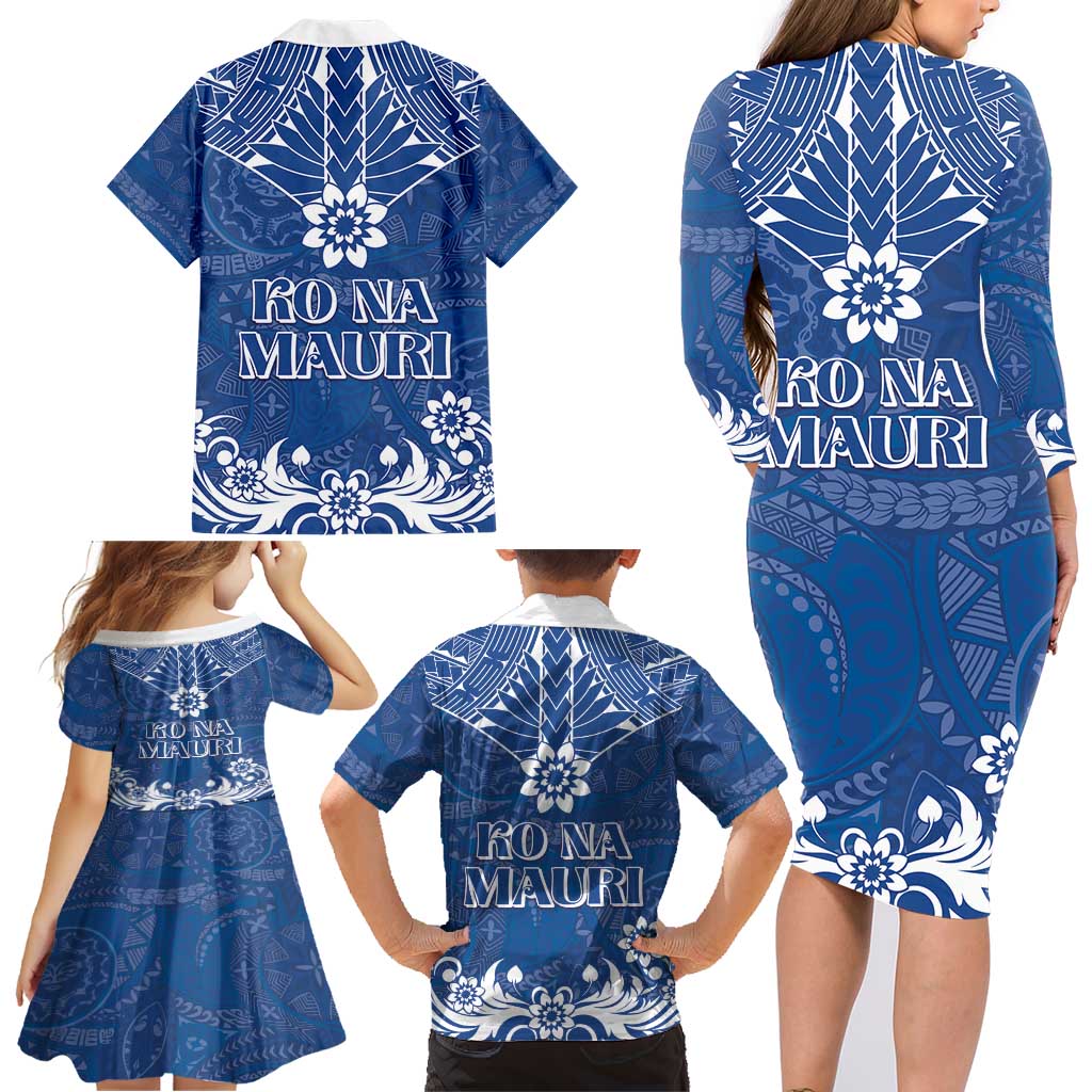 Wikin te Taetae ni Kiribati Family Matching Long Sleeve Bodycon Dress and Hawaiian Shirt Pacific Tapa Pattern