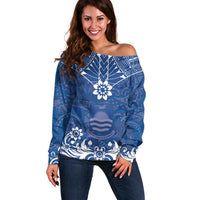 Wikin te Taetae ni Kiribati Off Shoulder Sweater Pacific Tapa Pattern