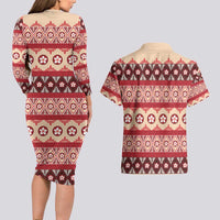 Tonga Language Week Couples Matching Long Sleeve Bodycon Dress and Hawaiian Shirt Lea Faka-Tonga Everyday - Polynesian Pride