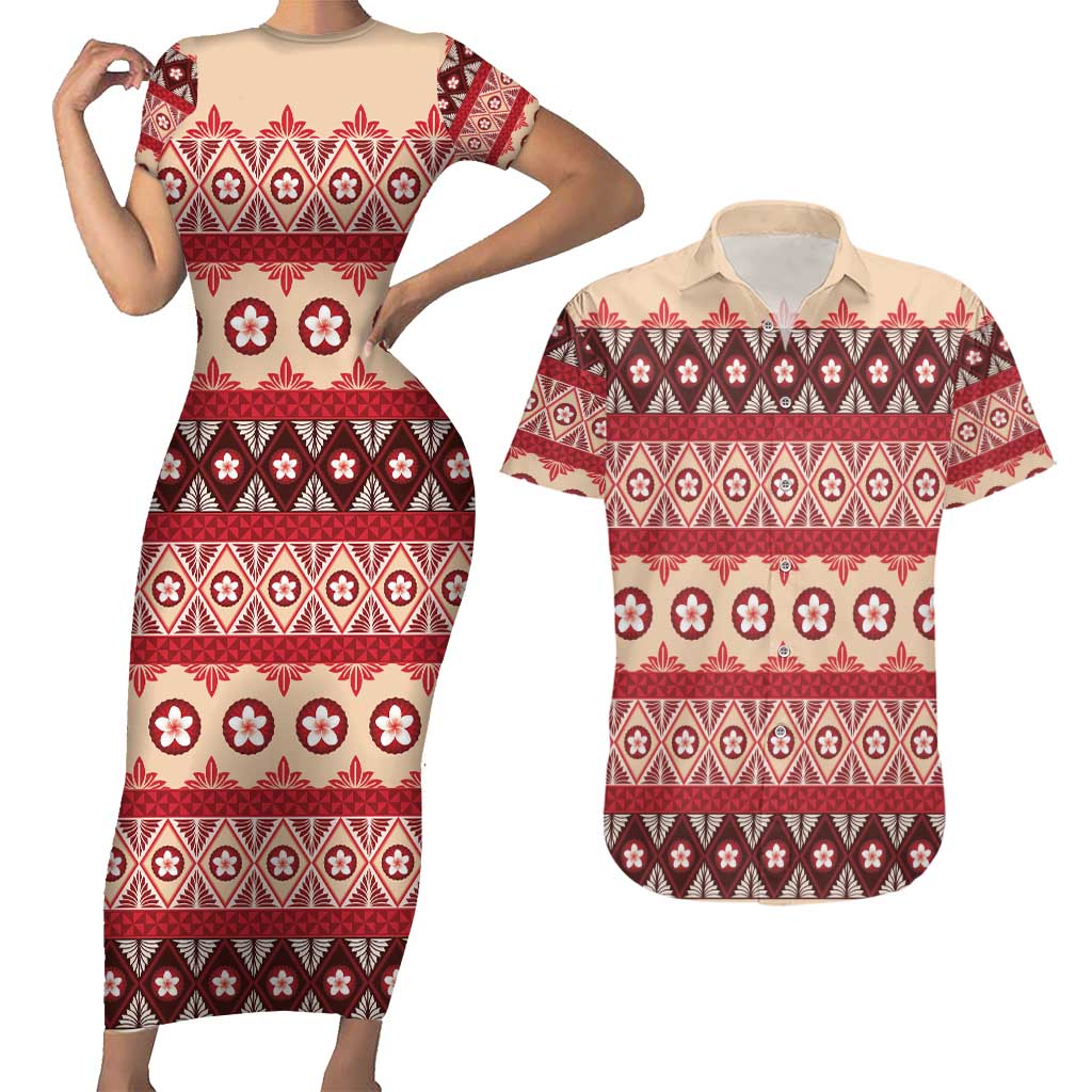 Tonga Language Week Couples Matching Short Sleeve Bodycon Dress and Hawaiian Shirt Lea Faka-Tonga Everyday - Polynesian Pride