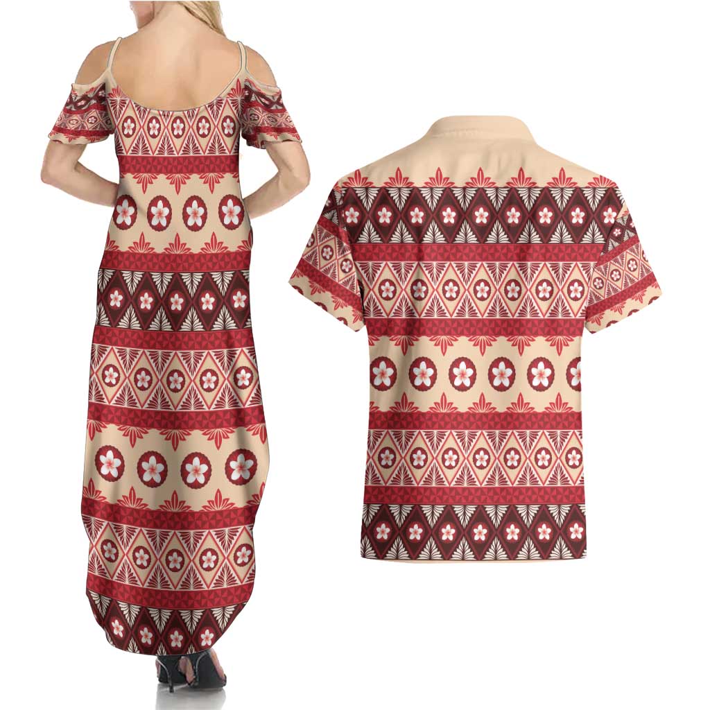 Tonga Language Week Couples Matching Summer Maxi Dress and Hawaiian Shirt Lea Faka-Tonga Everyday - Polynesian Pride
