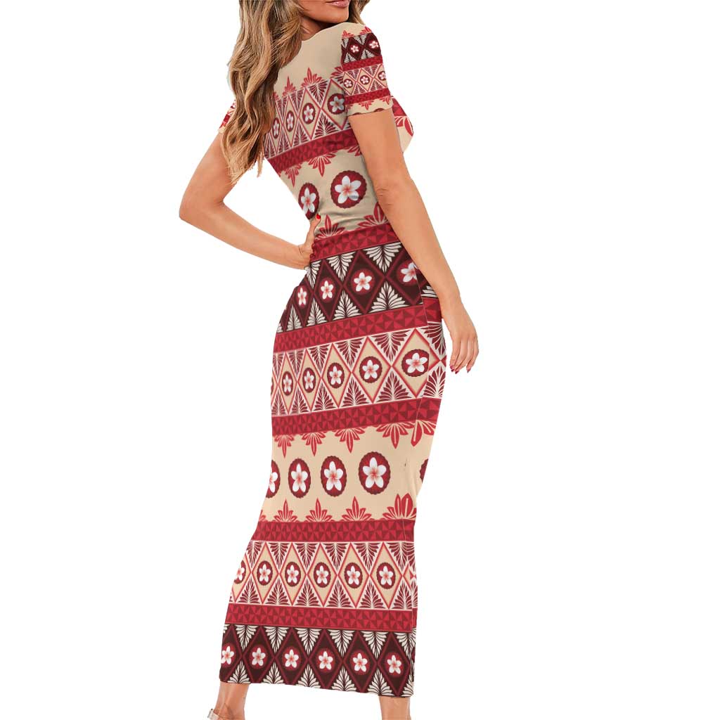 Tonga Language Week Short Sleeve Bodycon Dress Lea Faka-Tonga Everyday - Polynesian Pride