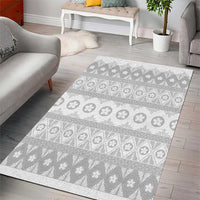 Tonga White Sunday Area Rug Tongan Ngatu Siale Pattern - Polynesian Pride