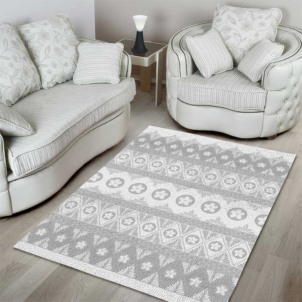 Tonga White Sunday Area Rug Tongan Ngatu Siale Pattern - Polynesian Pride
