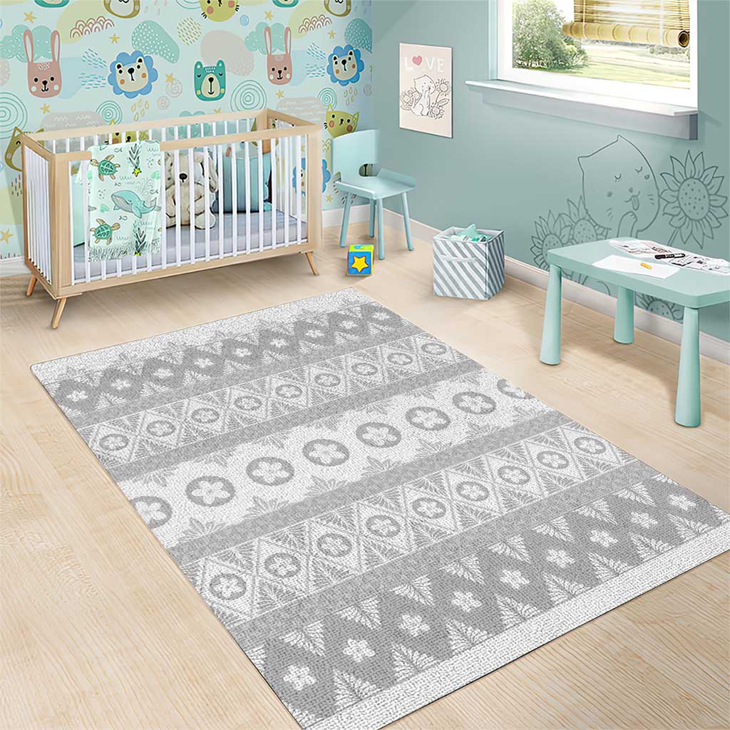 Tonga White Sunday Area Rug Tongan Ngatu Siale Pattern - Polynesian Pride