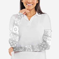 Tonga White Sunday Arm Sleeves Tongan Ngatu Siale Pattern - Polynesian Pride