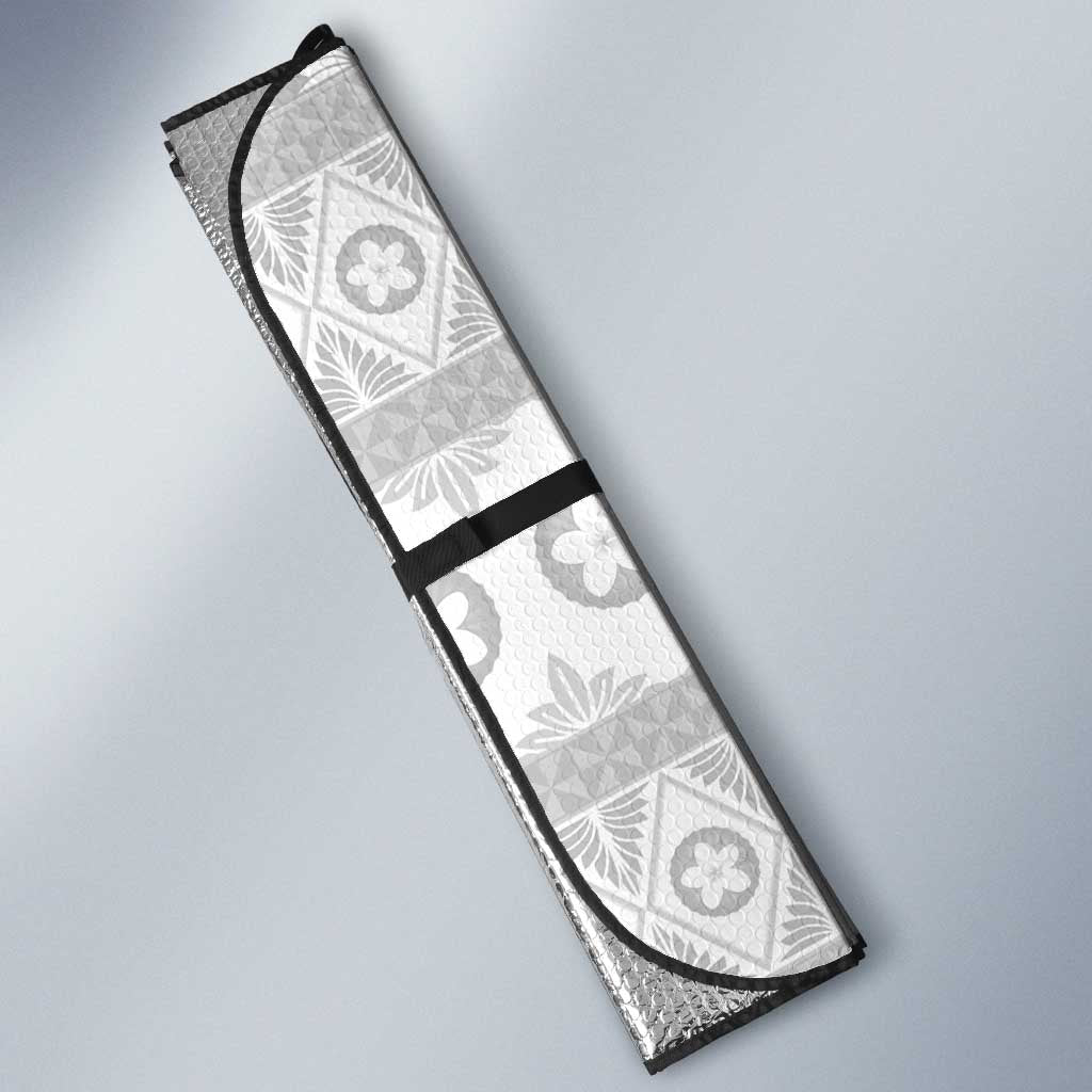 Tonga White Sunday Auto Sun Shade Tongan Ngatu Siale Pattern - Polynesian Pride