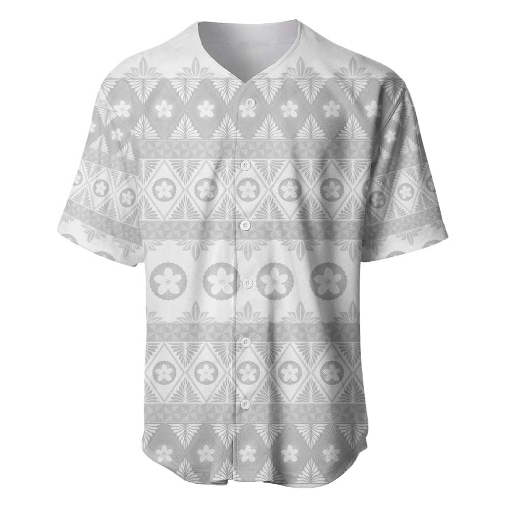 Tonga White Sunday Baseball Jersey Tongan Ngatu Siale Pattern - Polynesian Pride