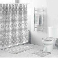 Tonga White Sunday Bathroom Set Tongan Ngatu Siale Pattern - Polynesian Pride