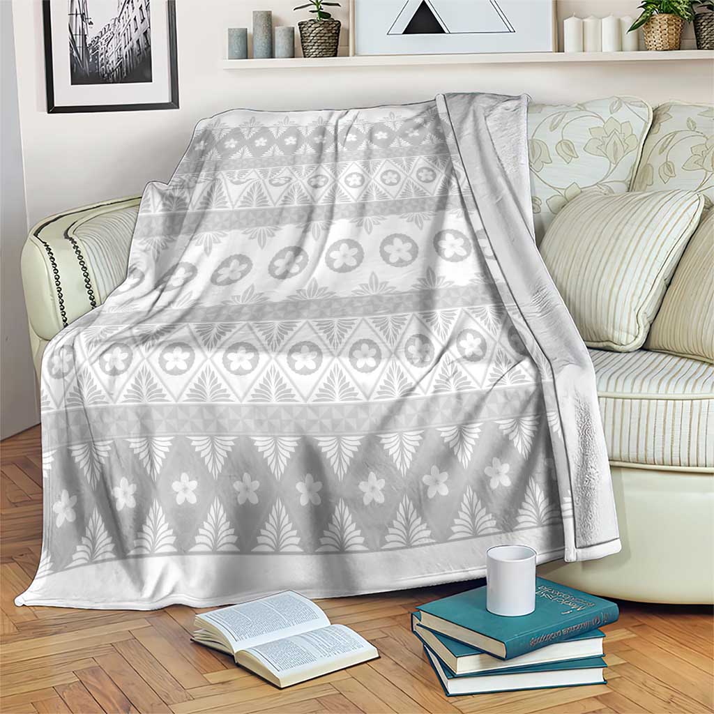 Tonga White Sunday Blanket Tongan Ngatu Siale Pattern - Polynesian Pride