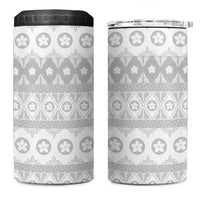 Tonga White Sunday 4 in 1 Can Cooler Tumbler Tongan Ngatu Siale Pattern - Polynesian Pride