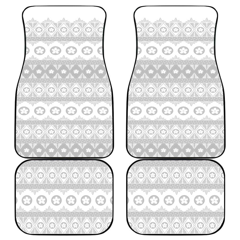 Tonga White Sunday Car Mats Tongan Ngatu Siale Pattern - Polynesian Pride