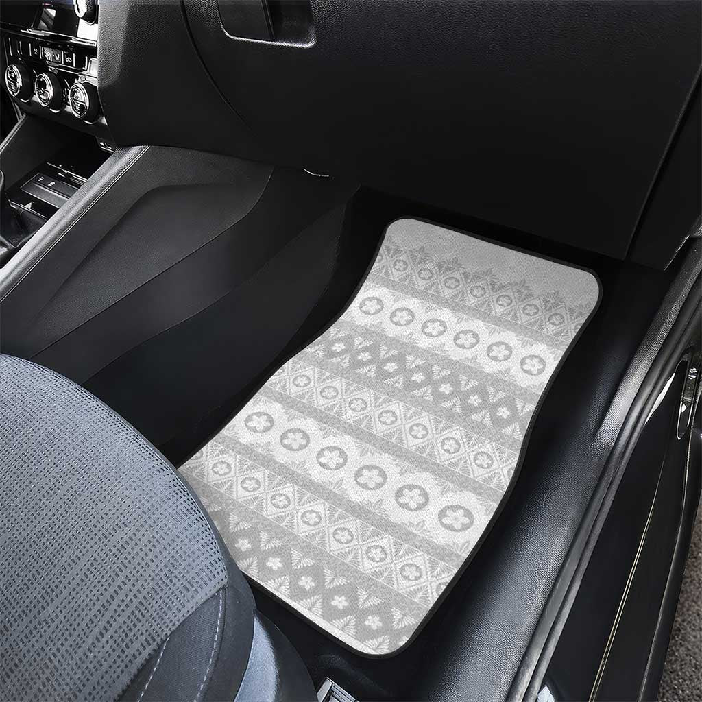 Tonga White Sunday Car Mats Tongan Ngatu Siale Pattern - Polynesian Pride