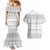 Tonga White Sunday Couples Matching Mermaid Dress and Hawaiian Shirt Tongan Ngatu Siale Pattern - Polynesian Pride